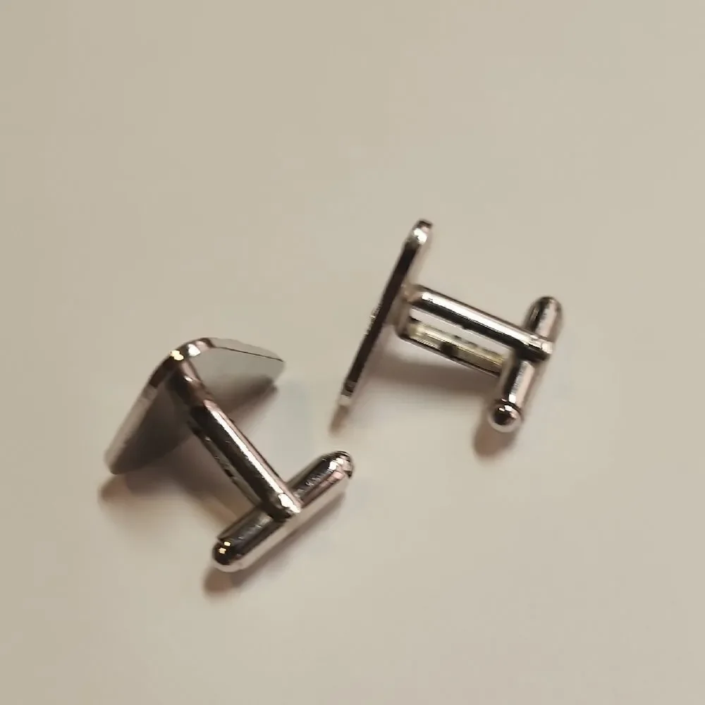 Vintage Triangle Silver Toned Cufflinks Mid Century
